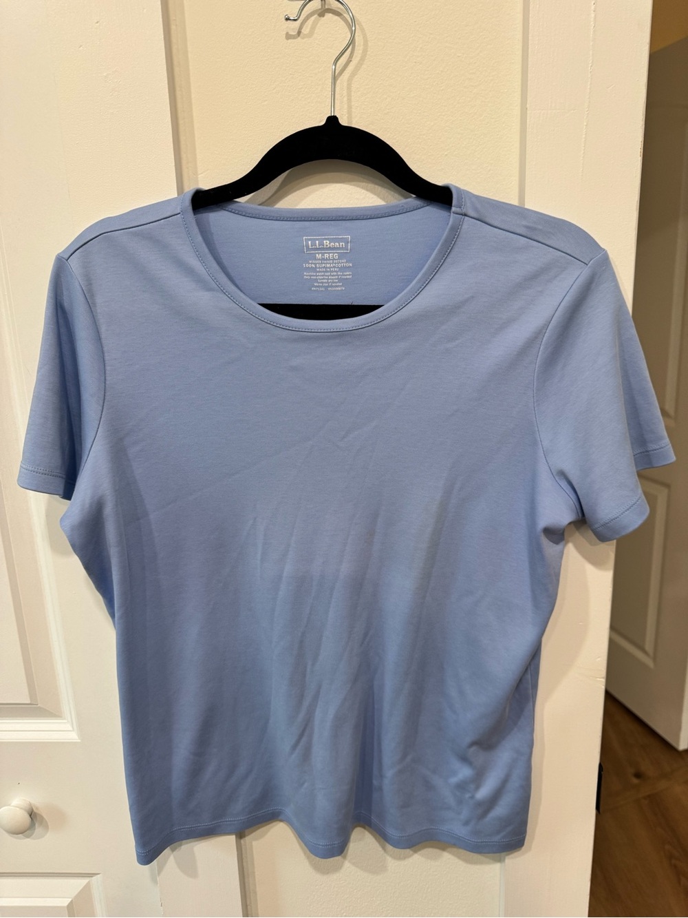 L.L. Bean 100% Supima Cotton Light Blue Short Sleeve Crewneck Tee